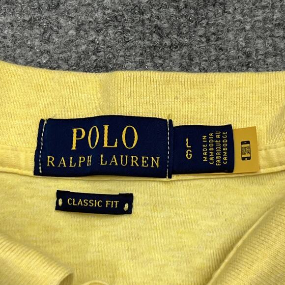 Polo Ralph Lauren Polo Shirt Men's Large Yellow Classic Fit Embroidered Pony - Picture 5 of 9